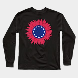 usa flag sunflower Long Sleeve T-Shirt